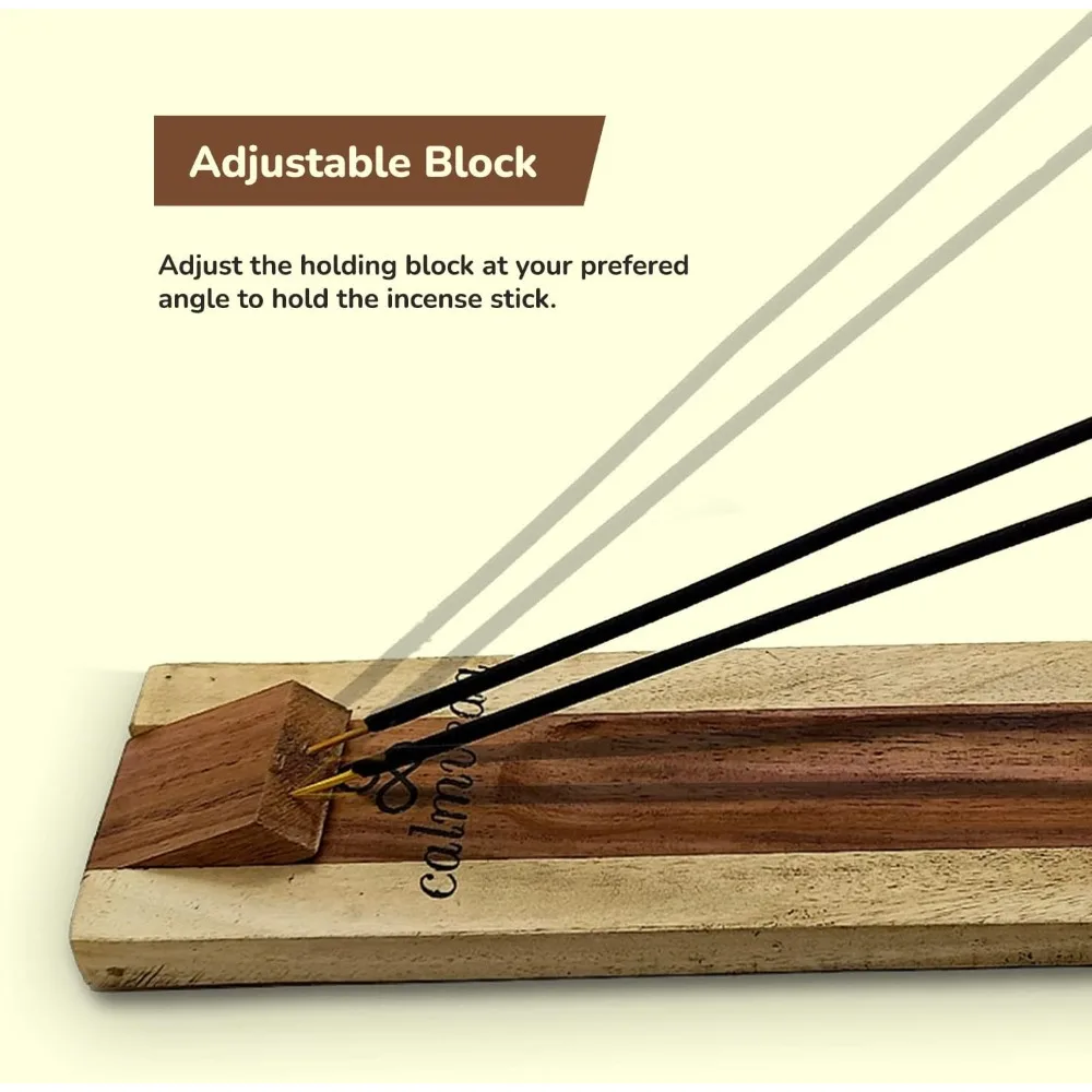rosewood incense holder for sticks - 11 inch handmade dual incense burners with cone holder | beautiful natural wood incense sti - Imagen 3